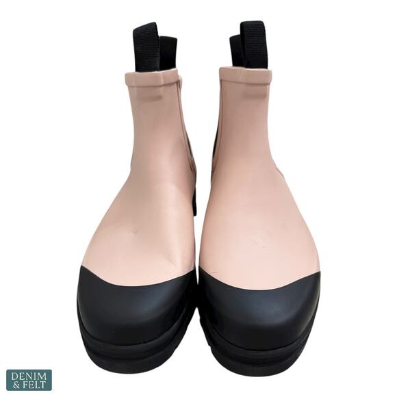 Everlane The Rain Boot Pink Black Chunky Chelsea Waterproof Ankle Rain Boots - Picture 8 of 16